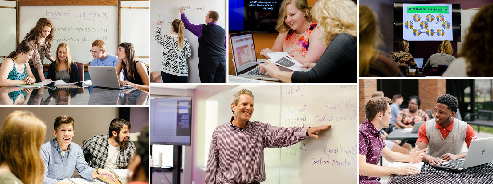 collage of photos showing accounting and business students